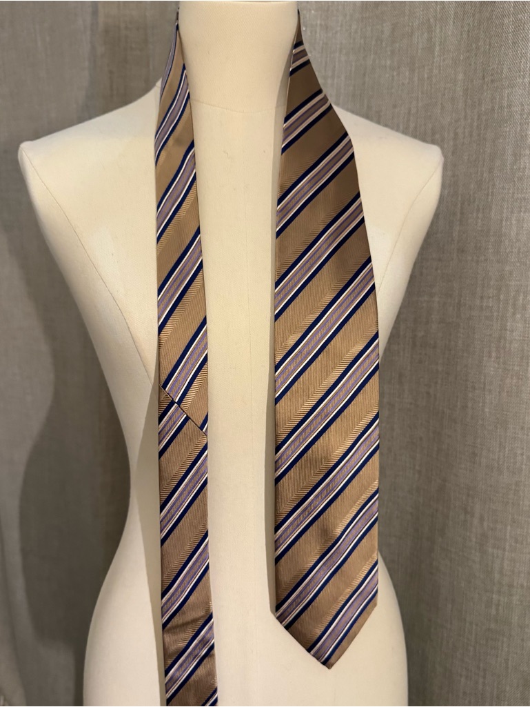 Tasso Elba Gold Striped Silk Tie 100 Silk